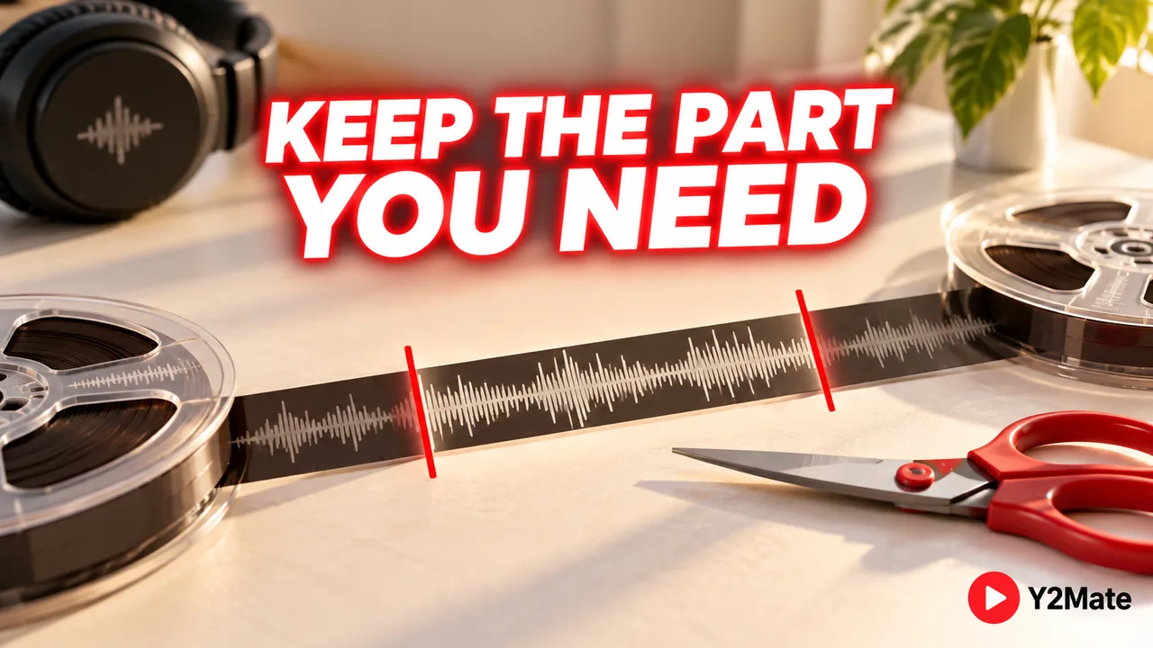 An audio tape strip between two edit markers